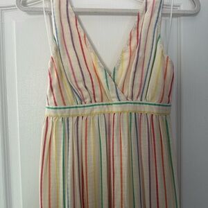 Angie Rainbow Linen Striped Dress